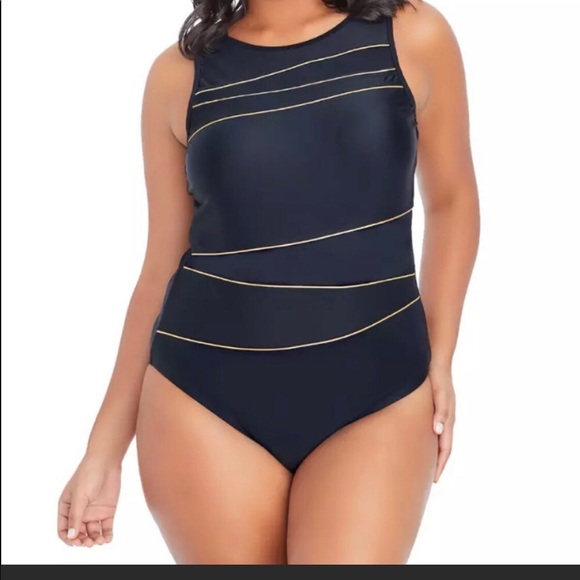 st john's bay mesh swimsuit black 18W